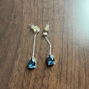 Blue and silver drop earrings
